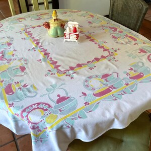 Vintage Broderie Tablecloth Teapots & Bows