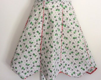 Vintage Apron Green Clover & Red Rick Rack