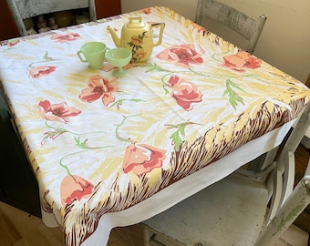 Vintage Parisian Prints Tablecloth Poppies Blowing in the Wind