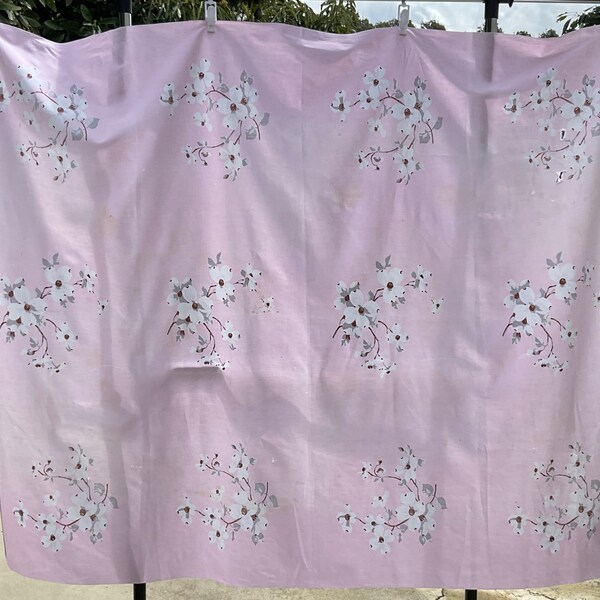 Vintage Cutter Tablecloth Wilendur Pink Dogwood Cutter Craft AS IS