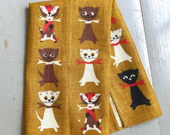 Vintage Towel Mid Century Kittens MWT NWT NOS Retro Kitchen Tammis Keefe Design Wall Hanging Cat Lover Gift