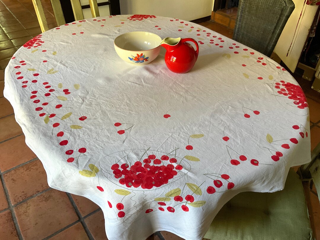 Vintage Vera Tablecloth Life is Just a Bowl of Cherries Etsy