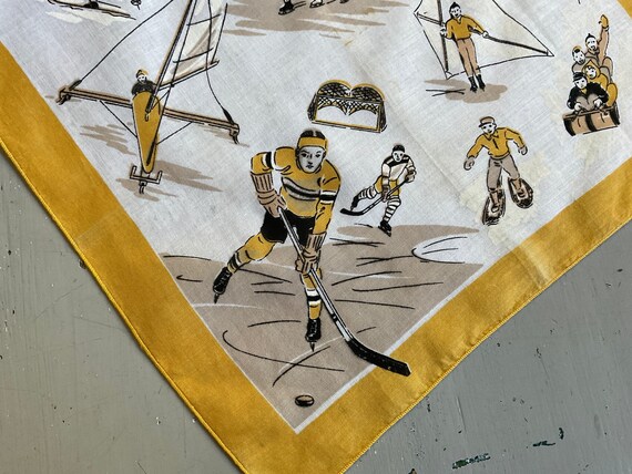 Vintage Hankie Winter Sports Ice Hockey Skating H… - image 4