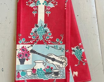 Vintage Startex Towel Guitars & Grapes