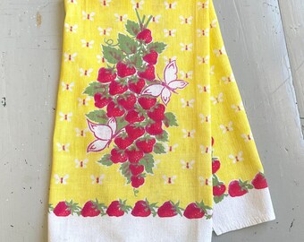 Vintage Startex Towel Strawberries & Butterflies