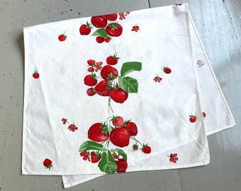 Vintage Tea Towel Wilendur Strawberries Retro Kitchen Fruit