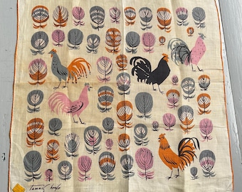 ヴィンテージ タミス・キーフ ハンカチ 雄鶏と類人猿柄 MWT キンボール