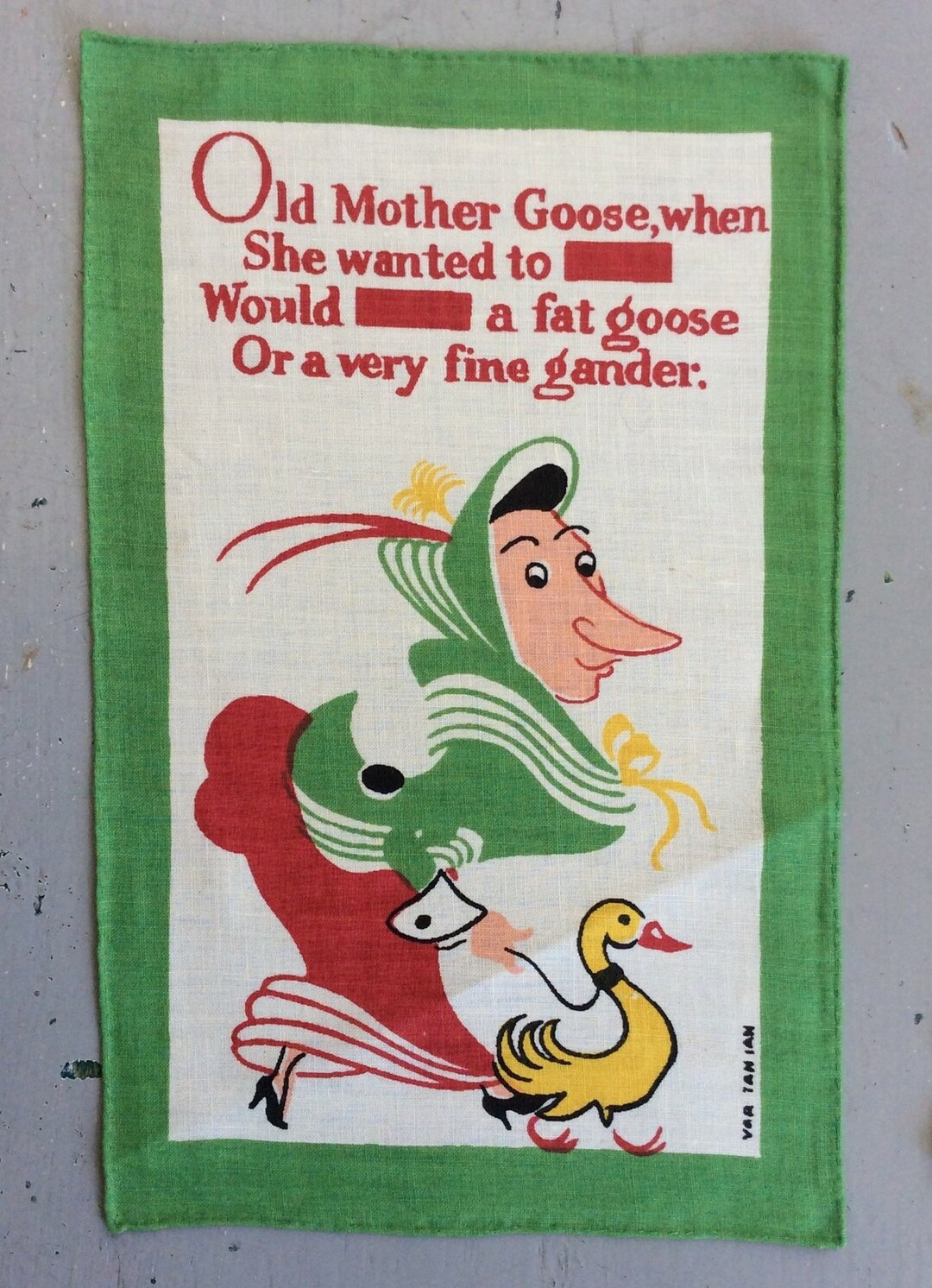 Vintage Cocktail Napkin Old Mother Goose Nursery Rhyme Poem - Etsy