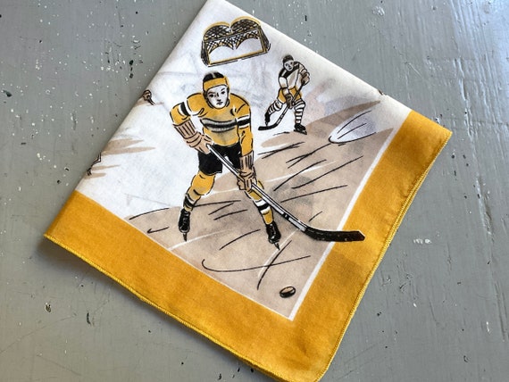 Vintage Hankie Winter Sports Ice Hockey Skating H… - image 1