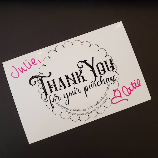 Customizable Ebay Thank You Card Etsy