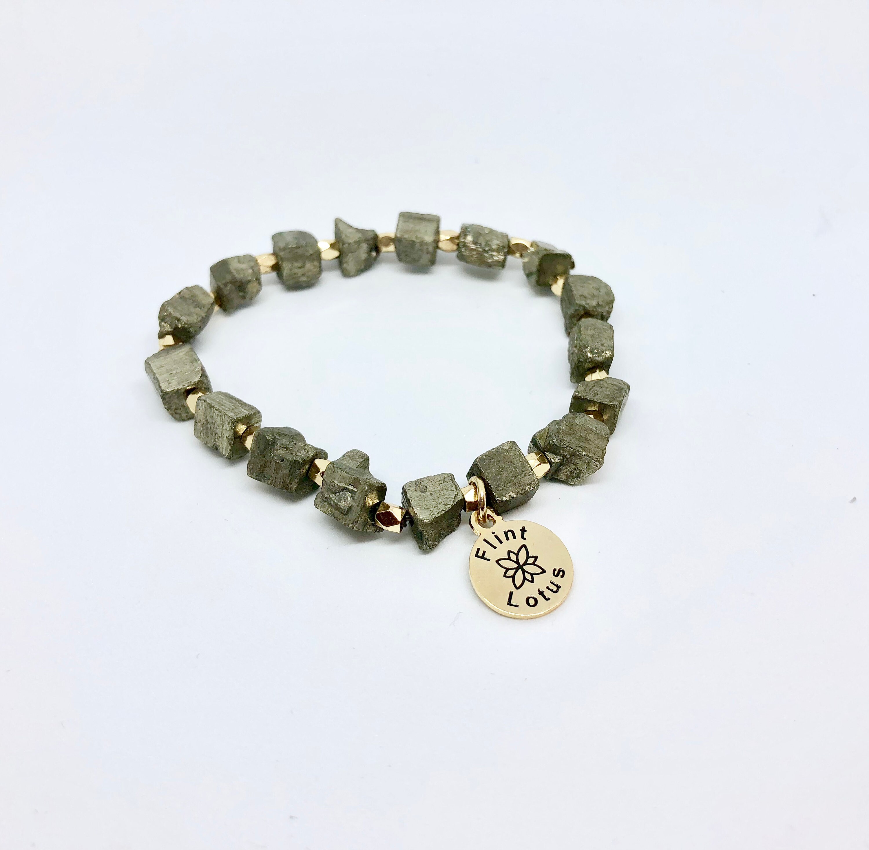 Raw Pyrite Cuboid Quartz Flint Natural Druzy Stack Bracelets Arrowhead