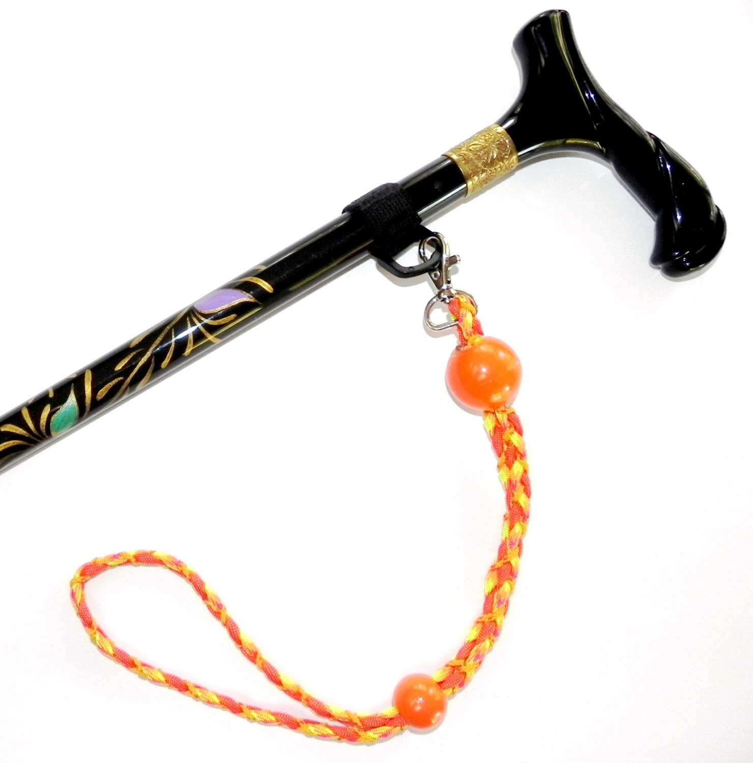 Unique Walking Cane Wrist Strap or Umbrella Strap with Orange Etsy