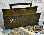 REDUCED PRICE Vintage Heintz Arts and Crafts bronze sterling letter holder vine overlay