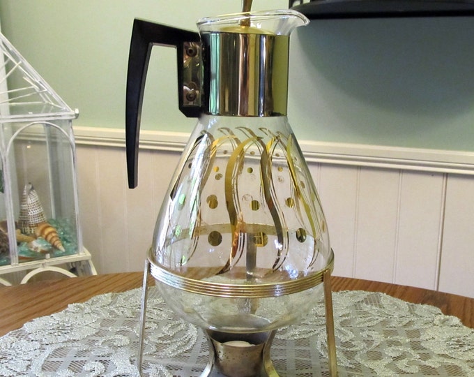 Vintage Coffee Carafe Warmer S Dot Swirl Design Etsy