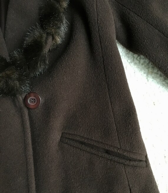 Marvin Richards vintage brown faux fur trimmed wool … - Gem