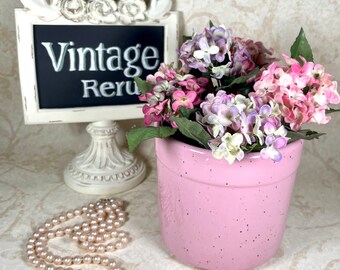 Pink speckled vintage crock country farmhouse