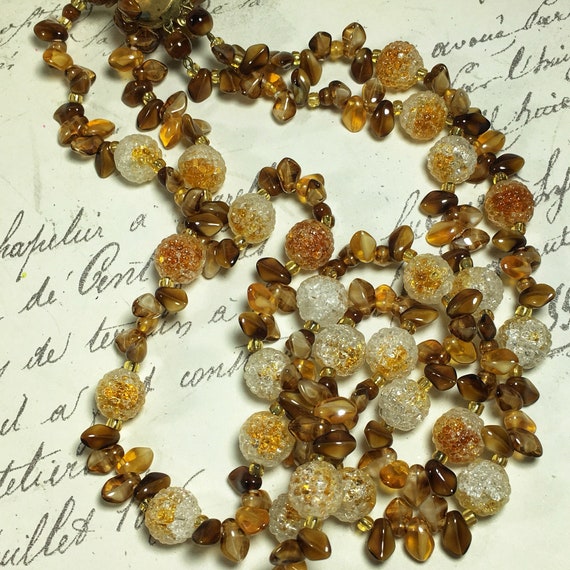 Vintage West Germany necklace autumn colors brown… - image 2