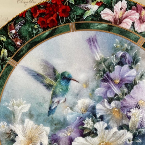 Vintage Collector's Lena Liu Plate, Fine Porcelain Plate, Hummingbird Treasury Plate  The Broad Billed Hummingbird