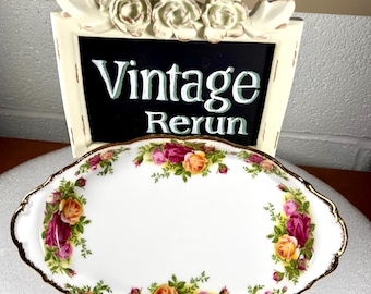 Vintage Old Country Roses small platter serving plate China Royal Albert