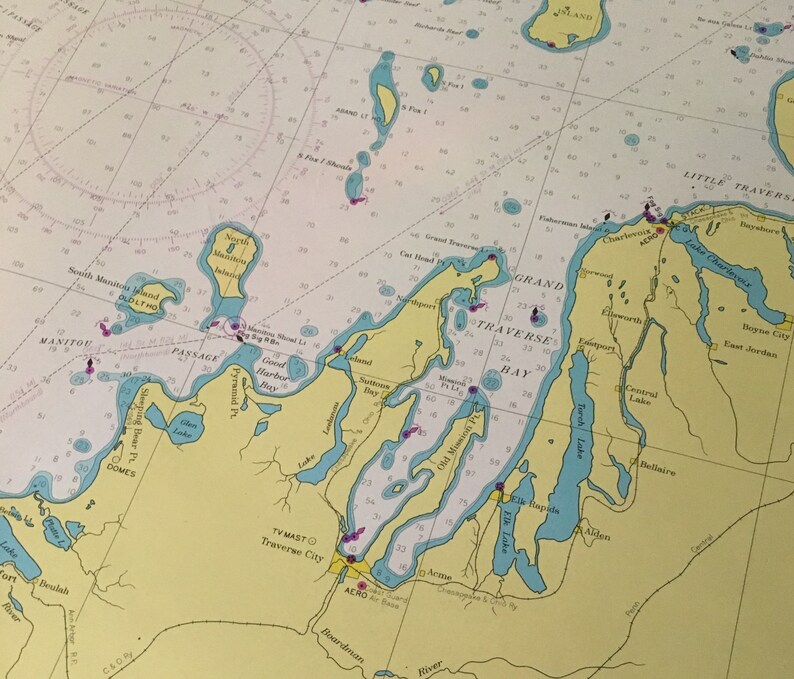 Lake Michigan survey map vintage 1972 large Wisconsin