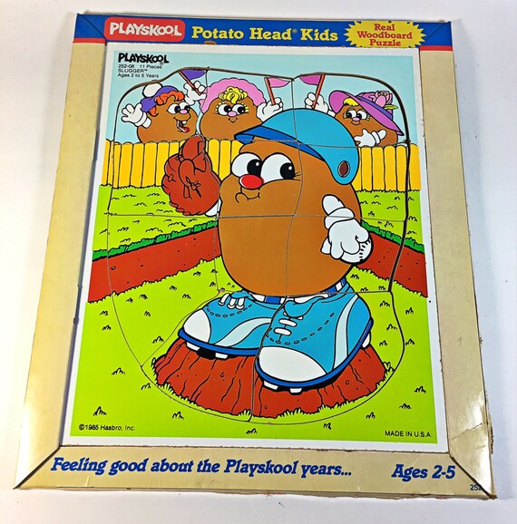 Playskool Vintage 1986 Wooden Puzzle Potato Head Kids Slugger Etsy