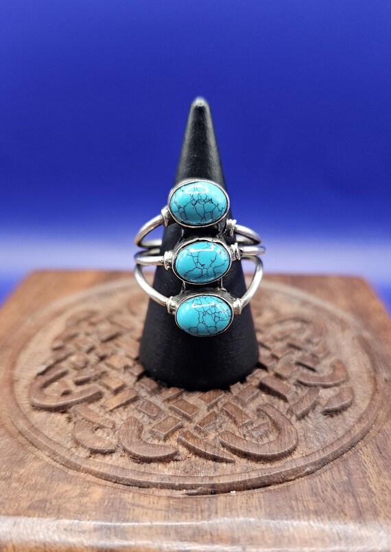 Handmade Sterling Silver Turquoise Ring, Bohemian Gemstone Design