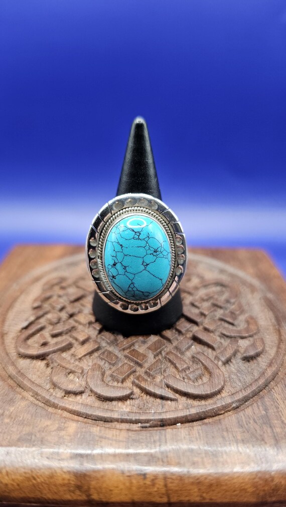Handmade Sterling Silver Turquoise Ring, Bohemian Gemstone Design