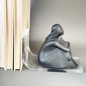 Rare Pere Borrel Bookend Sculpture – Spanish Modernist Art by Maison Italica – 1980s Brutalist Woman Figurine