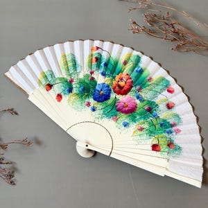 Vintage 1980s Spanish Hand-Painted Flamenco Fan – Authentic Spain Wood Fan, Hand Fan, Spanish Hand Painted Wood Fan, Abanico Art