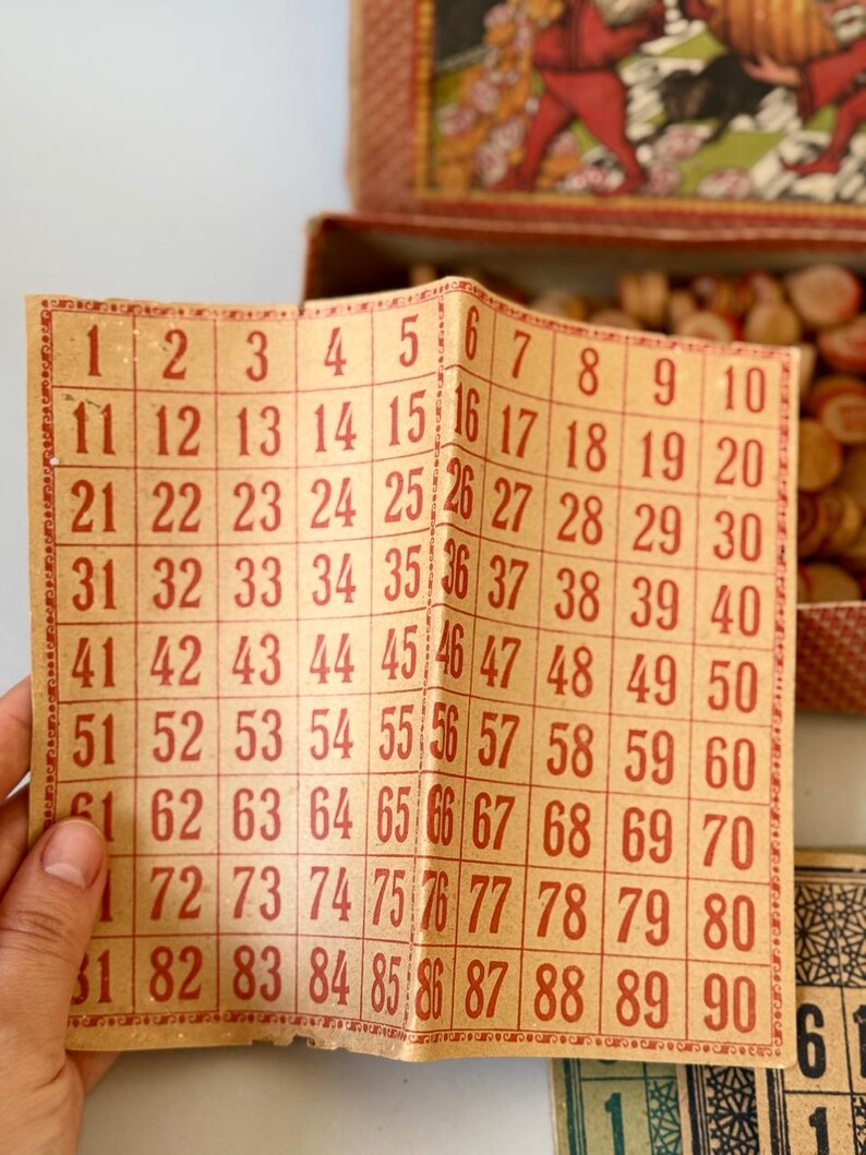 Antique Lottery Game From the 1930s in Original Box — Wooden Tokens and ...