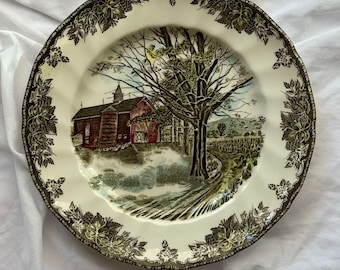 Plato de colección vintage &quot;Autumn Mists&quot; de Johnson Bros de la serie &quot;The Friendly Village&quot;