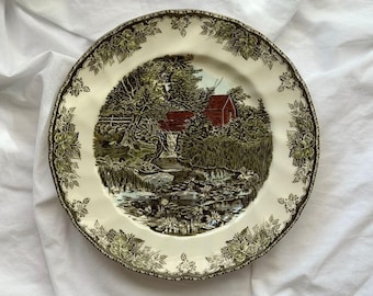Plato de colección vintage Johnson Bros &quot;The Lily Pond&quot; de la serie &quot;The Friendly Village&quot;, años 60