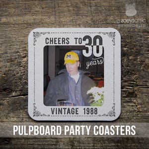 30th birthday coasters - pulpboard custom photo coasters - great 30th birthday party favor 40th birthday coasters photo coaster MCST-001