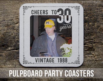 30th birthday coasters-pulpboard custom photo coasters - great 30th birthday party favor 40th birthday coasters photo coaster 50th birthday
