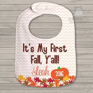 First fall ya'll bib - baby's first fall - personalized bib for baby's first fall little pumpkin bib SBF1