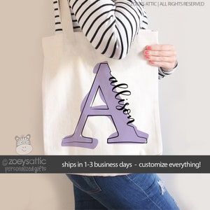 Sac fourre-tout pour fille ou garçon avec lettre peinte et monogramme - choisissez un sac économique ou épais MGRL-023-bag