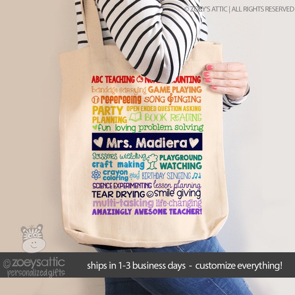 teacher tote bag -adorable teacher superpowers tote for preschool, kindergarten, or any grade - great gift for teachers 22MSCL-023-Bag