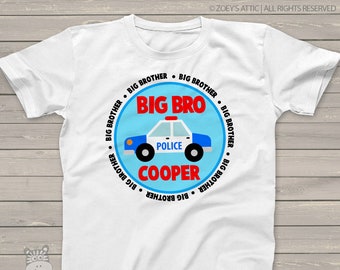 Big Brother shirt- circle Police Car short sleeve big brother t-shirt MTRAN-009