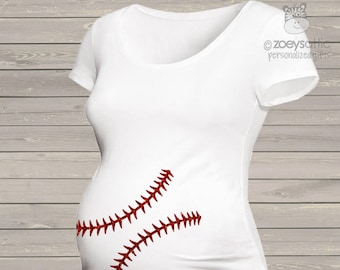 Sparkly baseball maternity shirt glitter belly custom womens non-maternity or maternity shirt - fun pregnancy announcement shirt MMAT-039