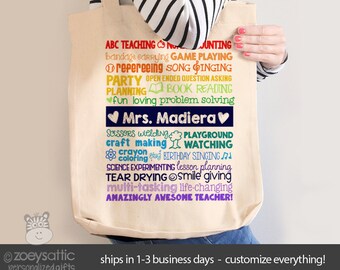 teacher tote bag -adorable teacher superpowers tote for preschool, kindergarten, or any grade - great gift for teachers 22MSCL-023-Bag