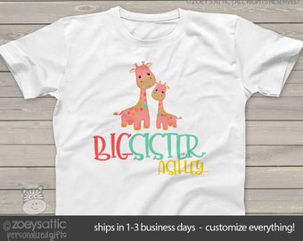 big sister shirt funky giraffe makes a great big sister to be shirt and gift MGRF-005
