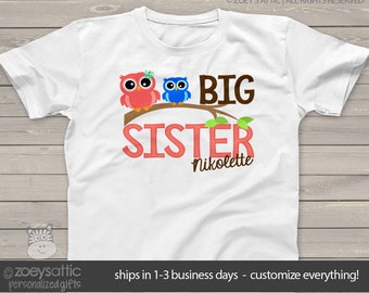 big sister shirt funky owl makes a great big sister to be shirt and gift MOWL1-002-1