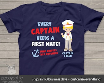 captain first mate big brother shirt - nautical theme pregnancy announcement DARK  Tshirt MBEH-017-D