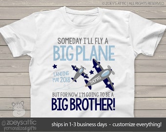 Airplane big brother to be shirt someday i'll fly a big plane Tshirt - perfect pregnancy announcement shirt MTRAN-007