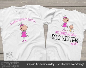 big sister shirt - i have a secret - I'm going to be a big sister pregnancy announcement tshirt MSTK-002