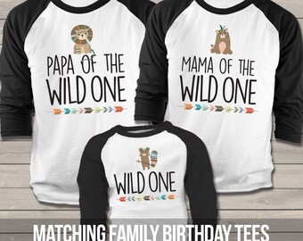 wild one birthday party - matching shirt set for parents and first birthday boy or girl MBD-032