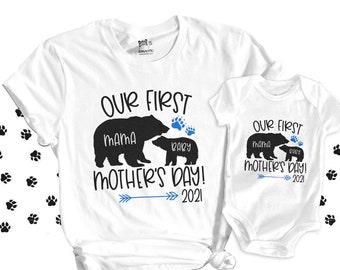 First Mothers Day shirt set matching mama mommy baby bear matching shirts gift set - great for Mothers Day matching shirts 22MD-044-BB