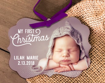 Baby's 1st Christmas photo ornament - personalized photo first Christmas ornament  MBO-008