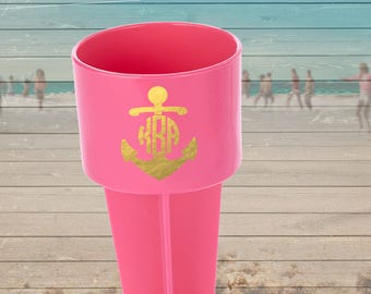 great for trips to the beach MSPK1-001 Metallic anchor monogram beach spiker