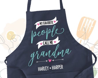 grandma apron | my favorite people call me grandma dark adult bib apron | mothers day birthday gift | grandma apron MMGA1-099-DApron